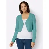 Inspirationen Bolero , Damen, Gr. 48, blau (ozean), 100% Baumwolle, unifarben, Strickjacken Bolero