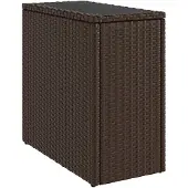 vidaXL Garten-Beistelltisch mit Glasplatte Braun 58x27,5x55 cm Rattan