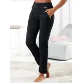 Feel Good Dehnbund-Hose , Damen, Gr. 20/21, Kurzgrößen, schwarz, 50% Baumwolle, 50% Polyester, gemustert, mehrfarbig, unifarben, Hosen Dehnbund-Hose
