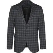 Bugatti 1100000002199 , Herren, Gr. 58, grau (dunkelgrau), 84% Polyester, 12% Viskose, 4% Elasthan, kariert, slim fit, Manschette, Sakkos 1100000002199, mit high-Stretch Funktion