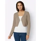 Inspirationen Bolero , Damen, Gr. 44, beige (sesam), 100% Baumwolle, unifarben, Strickjacken Bolero