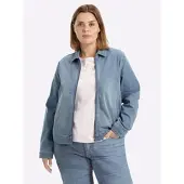 Sheego Jeansblazer "Jeansblazer Jeansjacke in Blousonform", Damen, Gr. 58, blau (blau, bleached), Sportlich, Blazer Jeansblazer