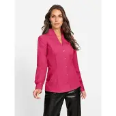 HEINE Langarmbluse , Damen, Gr. 40, pink, 97% Baumwolle, 3% Elasthan, unifarben, V-Ausschnitt, Blusen Langarmbluse