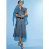 Création L Jeanskleid "Lyocell-Jeans-Kleid", Damen, Gr. 44, Normalgrößen, blau (blau, bleached), Denim/Jeans, 100% Lyocell, unifarben, wadenlang, Kleider Jeanskleid