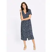 Sieh an! Viskose-Kleid in marine-jade-bedruckt | Gr.: 42