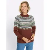 Sieh an! Norwegerpullover in rotbraun-himmelblau-gemustert | Gr.: 52