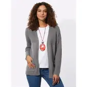 Casual Looks Strickjacke , Damen, Gr. 48, grau, 50% Baumwolle, 50% Polyacryl, unifarben, Strickjacken Strickjacke