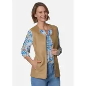 Goldner Kurzweste "Velourslederimitat-Weste", Damen, Gr. 52, braun (camel), Obermaterial: 100% Polyester PES., Westen Kurzweste, Herrlich weich und trageangenehm