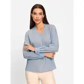 HEINE Klassische Bluse "Bluse Schlupf-Bluse mit Stehkragen", Damen, Gr. 40, hellblau, Web, Stoff, , Modisch, V-Ausschnitt, Blusen Klassische Bluse