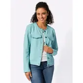 Inspirationen Jerseyblazer "Jersey-Blazer", Damen, Gr. 42, blau (mint), 96% Baumwolle, 4% Elasthan, Blazer Jerseyblazer