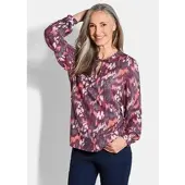 Goldner Moderne Rüschenbluse mit Stehkragen in beere / gemustert | Gr.: 40