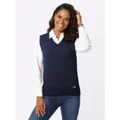 Casual Looks Pullunder "Pullunder", Damen, Gr. 54, blau (marine), 50% Baumwolle, 50% Polyacryl, unifarben, Pullover Pullunder