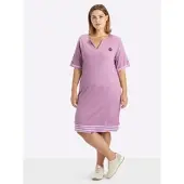 Sheego Shirtkleid "Jersey-Kleid", Damen, Gr. 46, Normalgrößen, orchidee, 50% Baumwolle, 50% Modal, unifarben, kurz, Rundhals, Kleider Shirtkleid