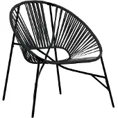 vidaXL Gartenstuhl in Ei-Form Schwarz Poly Rattan