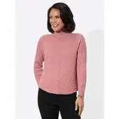 Casual Looks Stehkragenpullover "Stehkragen-Pullover", Damen, Gr. 38, rosa (rosenholz), 100% Baumwolle, unifarben, Pullover Stehkragenpullover
