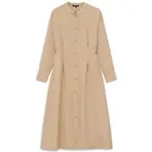 Bugatti Blusenkleid , Damen, Gr. 42, Normalgrößen, beige (50, beige), 58% Leinen, 27% Polyester, 15% Viskose, gestreift, normal, Kleider Blusenkleid, Modern Fit mit Streifen