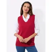 Casual Looks Pullunder "Pullunder", Damen, Gr. 50, rot, 100% Baumwolle, unifarben, Pullover Pullunder
