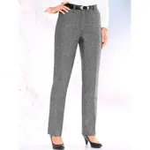 Come on Bügelfaltenhose , Damen, Gr. 54, Normalgrößen, schwarz-weiß (schwarz, weiß fischgrat), 49% Wolle, 29% Polyester, 20% Baumwolle, 2% Elasthan, gemustert, mehrfarbig, lang, Hosen Bügelfaltenhose