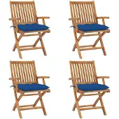 vidaXL Klappstühle mit Kissen, 4-teilig, Massivholz Teakholz