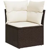 vidaXL Garten-Ecksofa mit Kissen Braun Poly Rattan