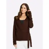 HEINE Strickjacke , Damen, Gr. 34, braun (schoko), 70% Viskose, 30% Polyamid, unifarben, Strickjacken Strickjacke
