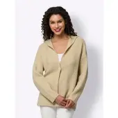 HEINE Strickjacke "Cardigan Cardigan mit Seitensschlitzen", Damen, Gr. 40, sand, Modisch, V-Ausschnitt, Strickjacken Strickjacke