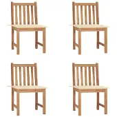 vidaXL Gartenstühle 4 Stk. mit Kissen Massivholz Teak