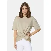 MADELEINE Kurzarmshirt "Sweatshirt Halbarm-Sweatshirt mit Knoten-Effekt", Damen, Gr. 38, grau (kiesel), Obermaterial: 62% Lyocell CLY. 38% Polyester PES., Modern, normal, Shirts Kurzarmshirt