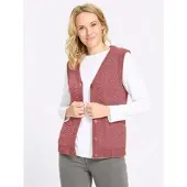 Sieh an! Strickweste SIEH AN "Strickweste Strickweste aus Effektgarn", Damen, Gr. 38, rosa (rosenholz), Strick, , Sportlich, V-Ausschnitt, Westen Strickweste