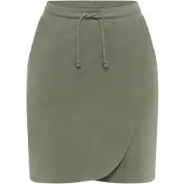 Kangaroos Jerseyrock , Damen, Gr. 34, grün (khaki), Jersey, Obermaterial: 95% Baumwolle, 5% Elasthan, bequem mini, Röcke Jerseyrock, in Wickeloptik mit elastischem Bund, Topseller