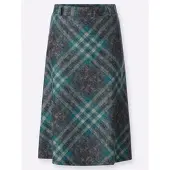 Casual Looks Karorock , Damen, Gr. 50, grau (aquapetrol, schwarz, kariert), 93% Polyester, 7% Viskose, gemustert, kariert, mehrfarbig, wadenlang, Röcke Karorock