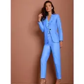 CREATION L PREMIUM Bügelfaltenhose , Damen, Gr. 40, Normalgrößen, blau (himmelblau), 80% Baumwolle, 20% Seide, unifarben, Hosen Bügelfaltenhose