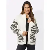 Sieh an! Strickjacke in ecru-graphit-gemustert | Gr.: 42