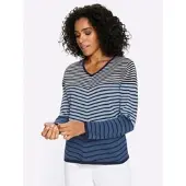 Sieh an! Langarm-Pullover in jeansblau-marine-geringelt | Gr.: 56