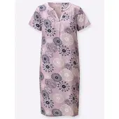 Inspirationen Druckkleid "Druck-Kleid", Damen, Gr. 42, Normalgrößen, rosa (mauve, dunkelblau, bedruckt), 100% Viskose, bedruckt, geblümt, gemustert, mehrfarbig, knielang, Rundhals, Kleider Druckkleid