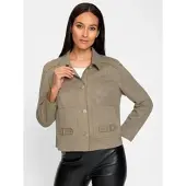 HEINE Lederimitat-Blazer "Velourslederimitat-Jacke", Damen, Gr. 42, braun (schlamm), 95% Polyester, 5% Elasthan, Blazer Lederimitat-Blazer
