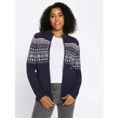 Sieh an! Strickjacke in marine-mauve-gemustert | Gr.: 50