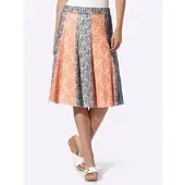 HEINE Druck-Rock in orange-taubenblau-bedruckt | Gr.: 48