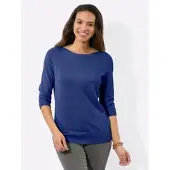 Casual Looks 3/4 Arm-Pullover "3/4-Arm-Pullover", Damen, Gr. 42, royalblau, 100% Baumwolle, unifarben, Pullover 3/4 Arm-Pullover