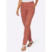 Sieh an! Schlupfhose SIEH AN "Schlupfhose Schlupfhose mit Punktedessin", Damen, Gr. 56, N-Gr, rot (rostrot, weiß, bedruckt), Basic, gerade, Hosen Schlupfhose