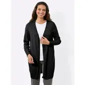 Casual Looks Longstrickjacke , Damen, Gr. 42, schwarz, 100% Baumwolle, unifarben, Strickjacken Longstrickjacke