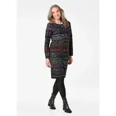 Goldner Strickpullover "Baumwoll-Strickkleid, Rundhals", Damen, Gr. 46, bunt, Obermaterial: 50% Baumwolle CO. 50% Polyacryl PAN., U-Boot-Ausschnitt, Tubular, Pullover Strickpullover, Jacquardmuster