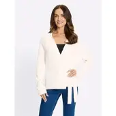 HEINE Strickjacke , Damen, Gr. 50, weiß (ecru), 70% Viskose, 30% Polyamid, unifarben, Strickjacken Strickjacke