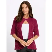 HEINE Strickjacke "Strickjacke Strickjacke mit eingearbeiteten Pailletten", Damen, Gr. 42, bordeaux, Feinstrick, , Elegant, Rundhals, Strickjacken Strickjacke