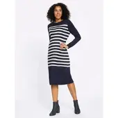 Sieh an! Strickkleid in marine-ecru-geringelt | Gr.: 27