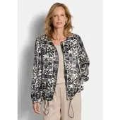 Goldner Kurzgröße: Satinjacke mit Aztekenmuster in stein / schwarz / gemustert | Gr.: 25
