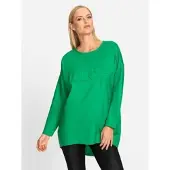 HEINE Longshirt "Longshirt", Damen, Gr. 40, grün (grasgrün), 100% Baumwolle, unifarben, Rundhals, Shirts Longshirt