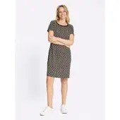 Sieh an! Jersey-Kleid in beige-schwarz-bedruckt | Gr.: 48