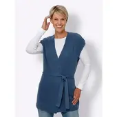 Sieh an! Long-Strickweste in jeansblau | Gr.: 38