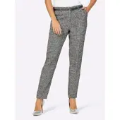Création L Webhose , Damen, Gr. 26, Kurzgrößen, schwarz-weiß (anthrazit, ecru, meliert), 90% Polyester, 10% Wolle, gemustert, mehrfarbig, meliert, lang, Hosen Webhose